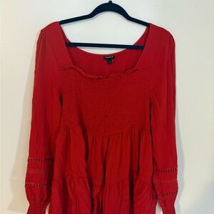 Torrid Red Smocked Blouse